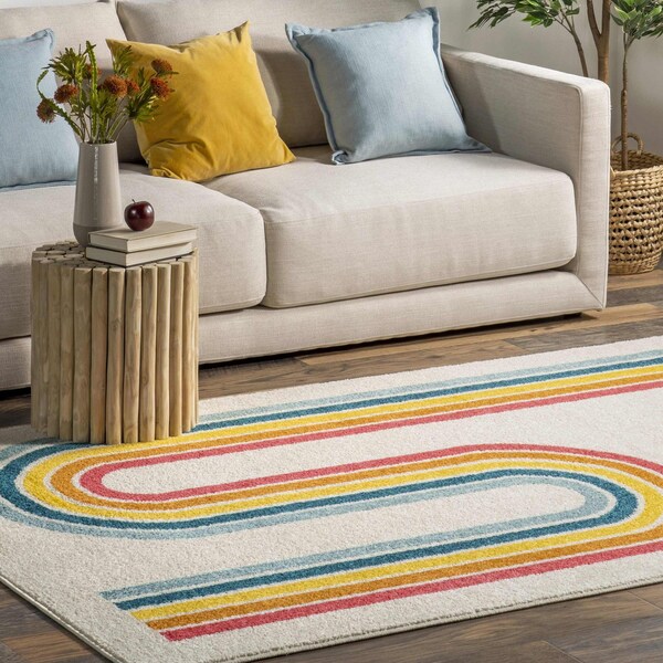 Rainbow Swirl Kids Area Rug 4ft X 6ft